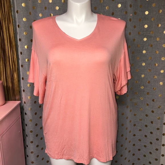 NWT Coco+Carmen peach ruffle sleeves top - Picture 1 of 7